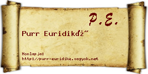 Purr Euridiké névjegykártya